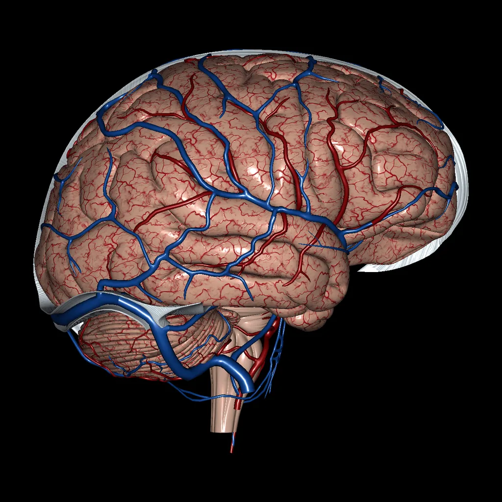 Cerebro (Arterias y venas), vista lateral