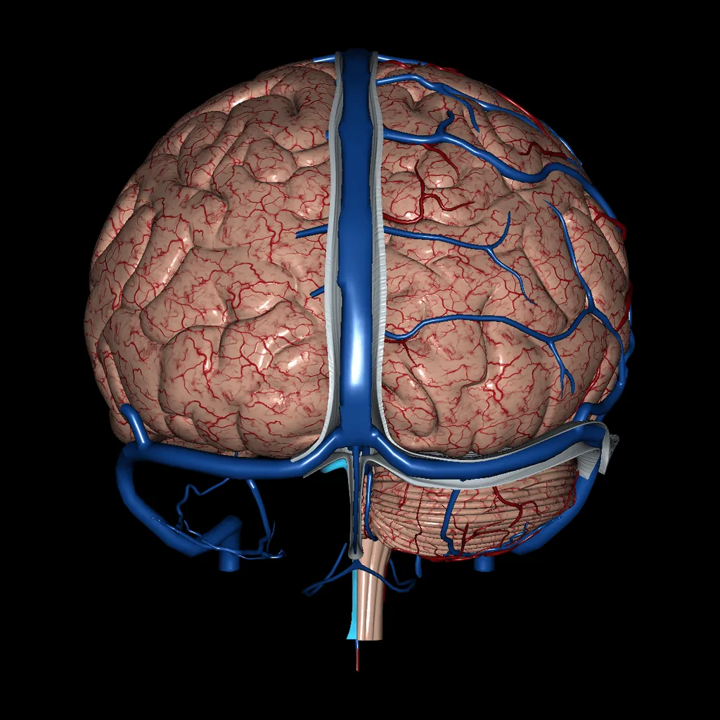 Cerebro (Arterias y venas), vista posterior