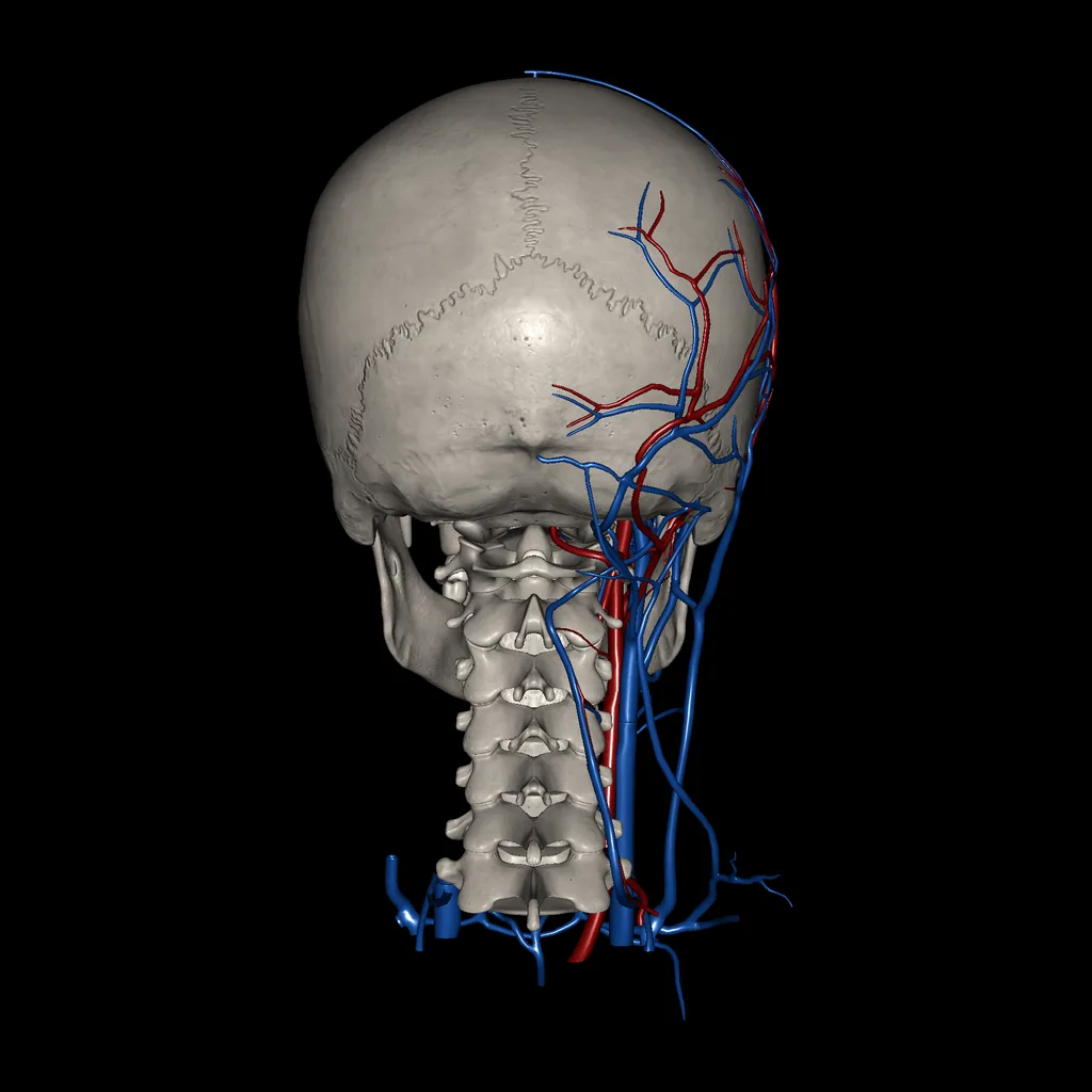 Cabeza (Arterias y venas), vista posterior