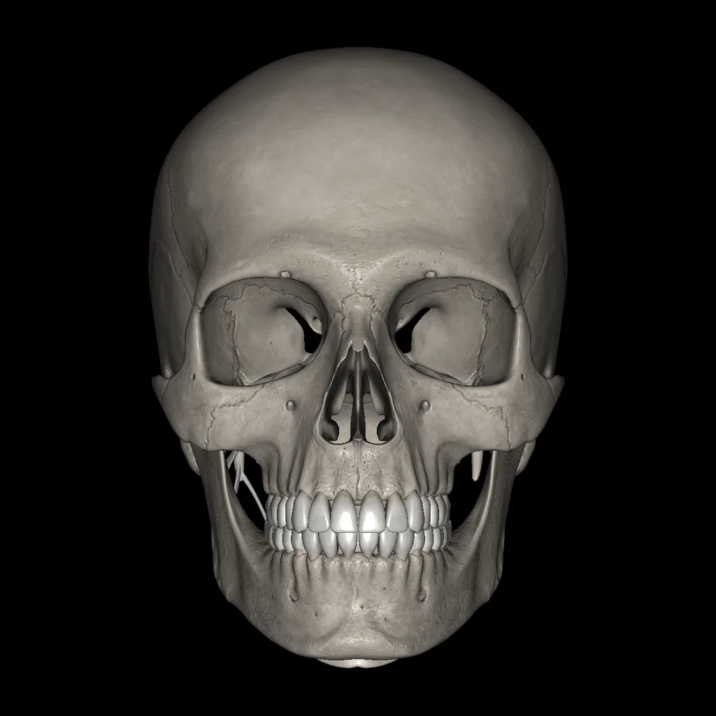 Cabeza (Ligamentos y huesos), vista anterior