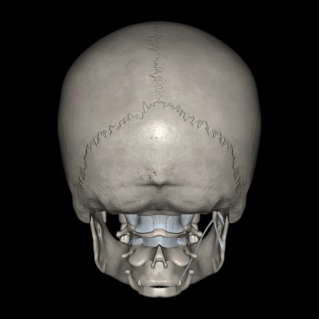 Cabeza (Ligamentos y huesos), vista posterior