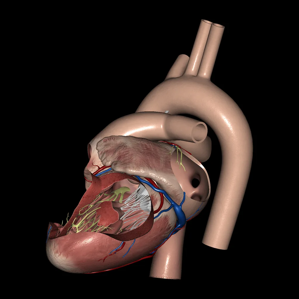 Corazón (Aurículas y ventrículos), vista medial